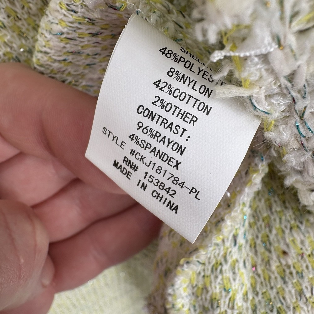 Melloday Plaid Knit Coat‎ Sweater Blazer Womans 1X Bright Yellow - Picture 5 of 8
